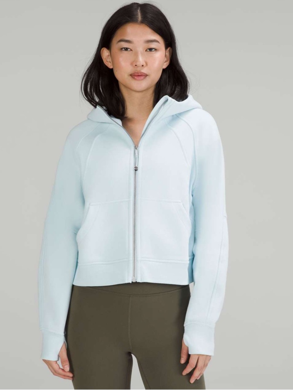 EUC Lululemon Scuba Oversized Full Zip Hoodie. Color Powder Blue. Size M/L